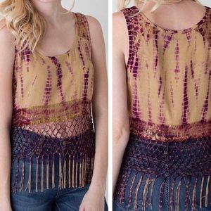 🦋Purple/gold tie dye tank top